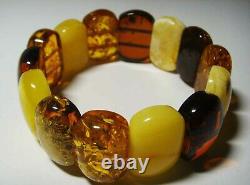 Authentic Amber Adult Bracelet Natural Baltic Amber Multicolor beads A-748