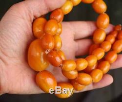 Authentic Antique Natural Baltic Amber Butterscotch Egg Yolk Beads Necklace 118g