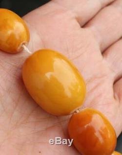 Authentic Antique Natural Baltic Amber Butterscotch Egg Yolk Beads Necklace 118g