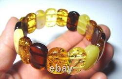 Authentic Baltic Amber bracelet Natural Amber beads elastic unisex 21.83gr
