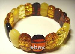 Authentic Baltic Amber bracelet Natural Amber beads elastic unisex 21.83gr