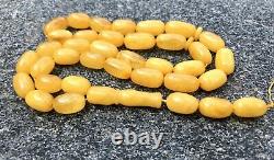 BALTIC AMBER Islamic Prayer 33 Barrel Antique Beads Natural Amber Round Yellow