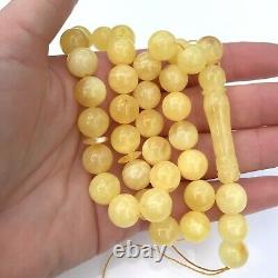 BALTIC AMBER Islamic Prayer 33 Round Yellow Beads 100% Natural Amber 10.5 mm