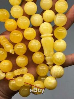 BALTIC AMBER ROSARY 162g ROUND misbah tesbih 45 prayer 18d beads 100% NATURAL