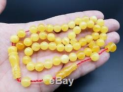 BALTIC AMBER ROSARY 23.6 gr 8.9 mm BEADS ONE STONE 45 beads R19