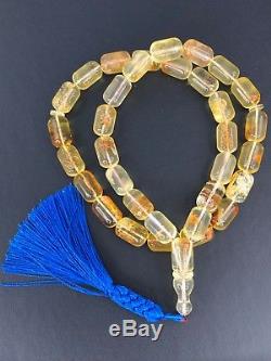 BALTIC AMBER ROSARY 42g CAPSULE NATURAL tesbih 33 prayer beads TURKISH MASTER
