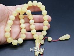BALTIC AMBER ROSARY 46.1 gr 12.9mm BEADS ONE STONE 33 beads R2