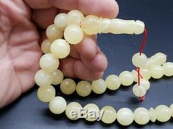 BALTIC AMBER ROSARY 46.1 gr 12.9mm BEADS ONE STONE 33 beads R2