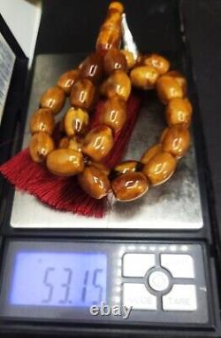 BALTIC AMBER ROSARY 53.15g 1215mm olive misbah tesbih 33 prayer beads Large