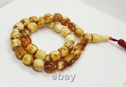 BALTIC AMBER ROSARY 62.30g 12x14mm olive misbah tesbih 33 prayer beads Large