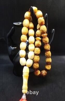 BALTIC AMBER ROSARY 64.62g 1517mm olive misbah tesbih 33 prayer beads Large