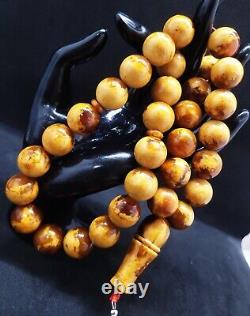 BALTIC AMBER ROSARY 85.91g 16mm round misbah tesbih 33 prayer beads Large