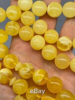 BALTIC AMBER ROSARY 95g round 15mm misbah tesbih 45 prayer beads 100% NATURAL