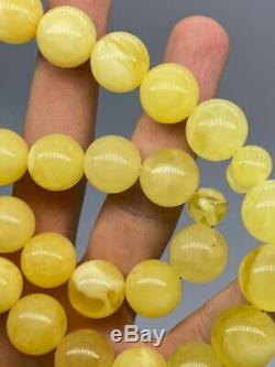 BALTIC AMBER ROSARY 95g round 15mm misbah tesbih 45 prayer beads 100% NATURAL