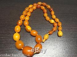 BEAUTIFUL ANTIQUE NATURAL BALTIC AMBER BEADS NECKLACE 22 gr