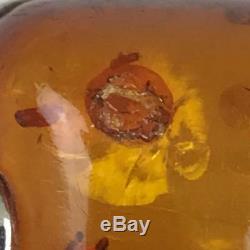 BIG Baltic Amber Fire Opal Cabochon Sterling Silver Cocktail Ring Sz 6.75 Unisex
