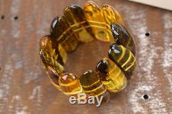 Baltic Amber Bracelet Lemon green color Massive natural beads Handmade Jewelry
