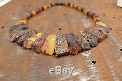 Baltic Amber Collar Natural multicolored Unpolished 17.5 inch Genuine necklace