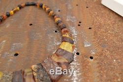 Baltic Amber Collar Natural multicolored Unpolished 17.5 inch Genuine necklace