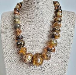 Baltic Amber Natural Round Shape Huge Polished Beads Jewelry Necklace 102.6 g