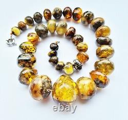 Baltic Amber Natural Round Shape Huge Polished Beads Jewelry Necklace 102.6 g