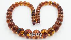 Baltic Amber Necklace Genuine Amber Necklace Round Amber Beads necklace pressed