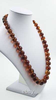 Baltic Amber Necklace Men and Women Amber Necklace Round Amber Beads pressed
