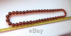 Baltic Amber Necklace Natural Cognac Amber 72 gr. Round Beads Russian Vintage