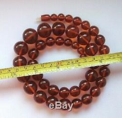 Baltic Amber Necklace Natural Cognac Amber 72 gr. Round Beads Russian Vintage