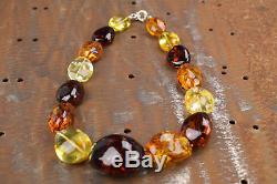 Baltic Amber Necklace Natural Genuine Baltic sea beads Handmade Multicolored