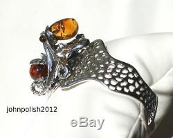 Baltic Amber Octopus Bangle with Silver 925