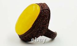 Baltic Amber Ring Vintage Ring Amber Jewelry adjustable size Genuine Amber ring