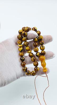 Baltic Amber Stone Islamic Prayer 33 beads Tasbih Misbaha Rosary Tasbeeh pressed