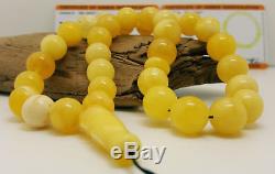 Baltic Amber White Islamic33Prayer Rosary Beads11,5mm 37,7g Misbaha Tesbih R-033