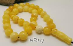 Baltic Amber White Islamic33Prayer Rosary Beads11,5mm 37,7g Misbaha Tesbih R-033