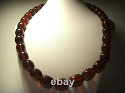 Baltic Amber necklace Natural Amber pressed olive cognac beads 77.88gr B-7