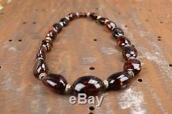 Baltic Amber necklace and bracelet set Natural dark cherry color 19 inch