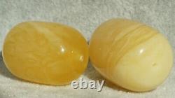 Baltic Natural Amber 2 Oval Beads 6 Grams Yellow White High Class Quality