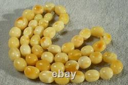 Baltic Natural Marble White Baltic Amber Necklace 21 G Fedex Fast 4-5 Days Ship