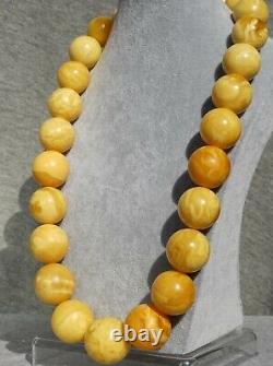 Baltic Royal Marble White Color Natural Amber Necklace 255 G Fedex Fast Shipping
