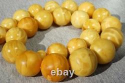 Baltic Royal Marble White Color Natural Amber Necklace 255 G Fedex Fast Shipping