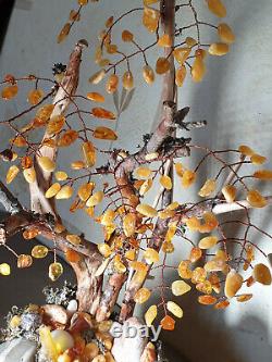 Baltic amber figurine figure table plaque decor gems pine Tree petal