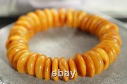 Baltic natural amber yellow color beads bracelet 29 g