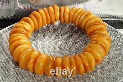 Baltic natural amber yellow color beads bracelet 29 g