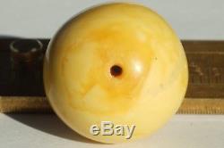 Baltic natural ancient necklace amber stone bead 2,5 grams, honey white color