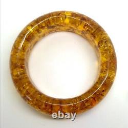 Bangle seamless cuff bracelet Natural Baltic amber 1pc 42gr