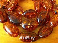 Beautiful 21 Antique Genuine Natural Egg Yolk Baltic Amber Stone Necklace 89g