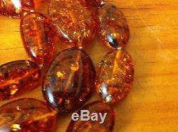 Beautiful 21 Antique Genuine Natural Egg Yolk Baltic Amber Stone Necklace 89g