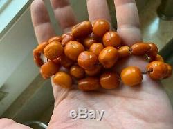 Beautiful Antique Butterscotch Baltic German Natural Amber Beads Kahraman 48g