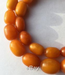 Beautiful Antique Natural Butterscotch Egg Yolk Baltic Amber Beads Necklace 72.8
